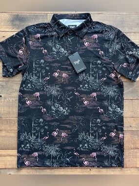 ⭐️NWT Waggle Men’s Polo - Flamingo Grove (Small)